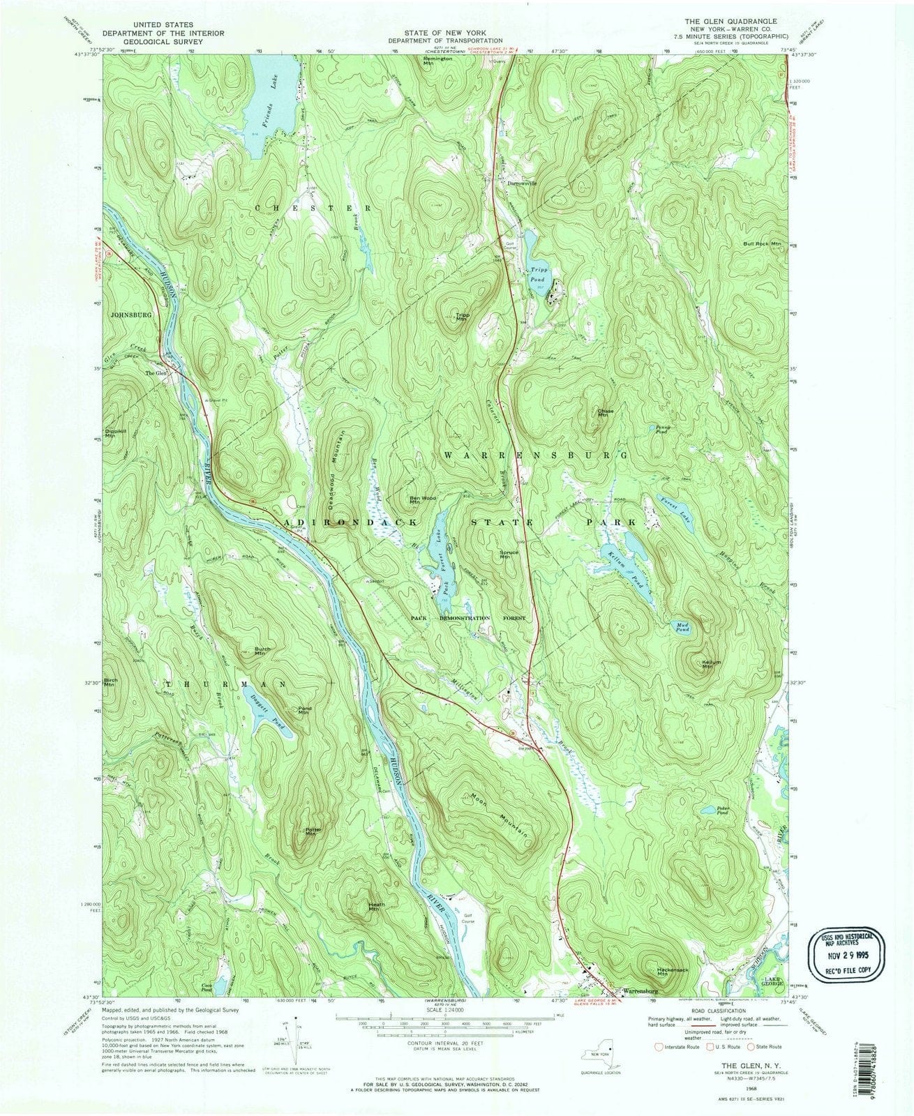 1968 The Glen, NY - New York - USGS Topographic Map