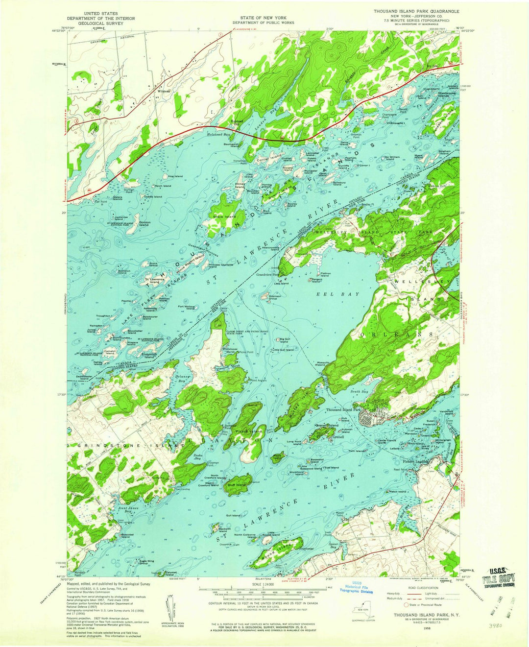 1958 Thousand Island Park, NY - New York - USGS Topographic Map