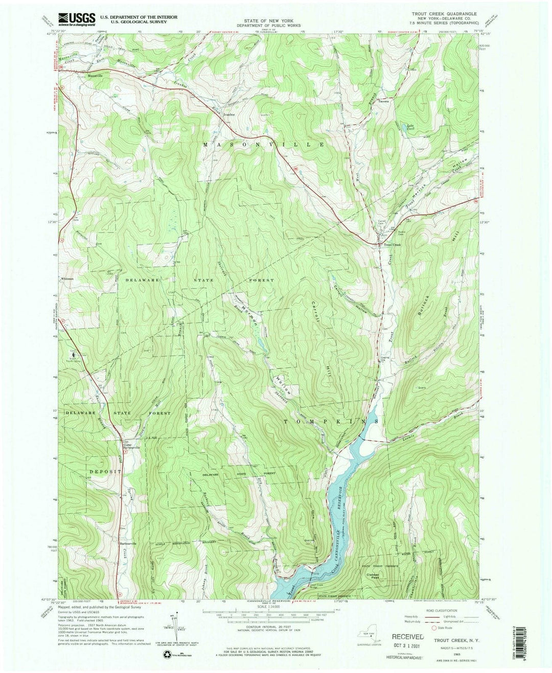 1965 Trout Creek, NY - New York - USGS Topographic Map