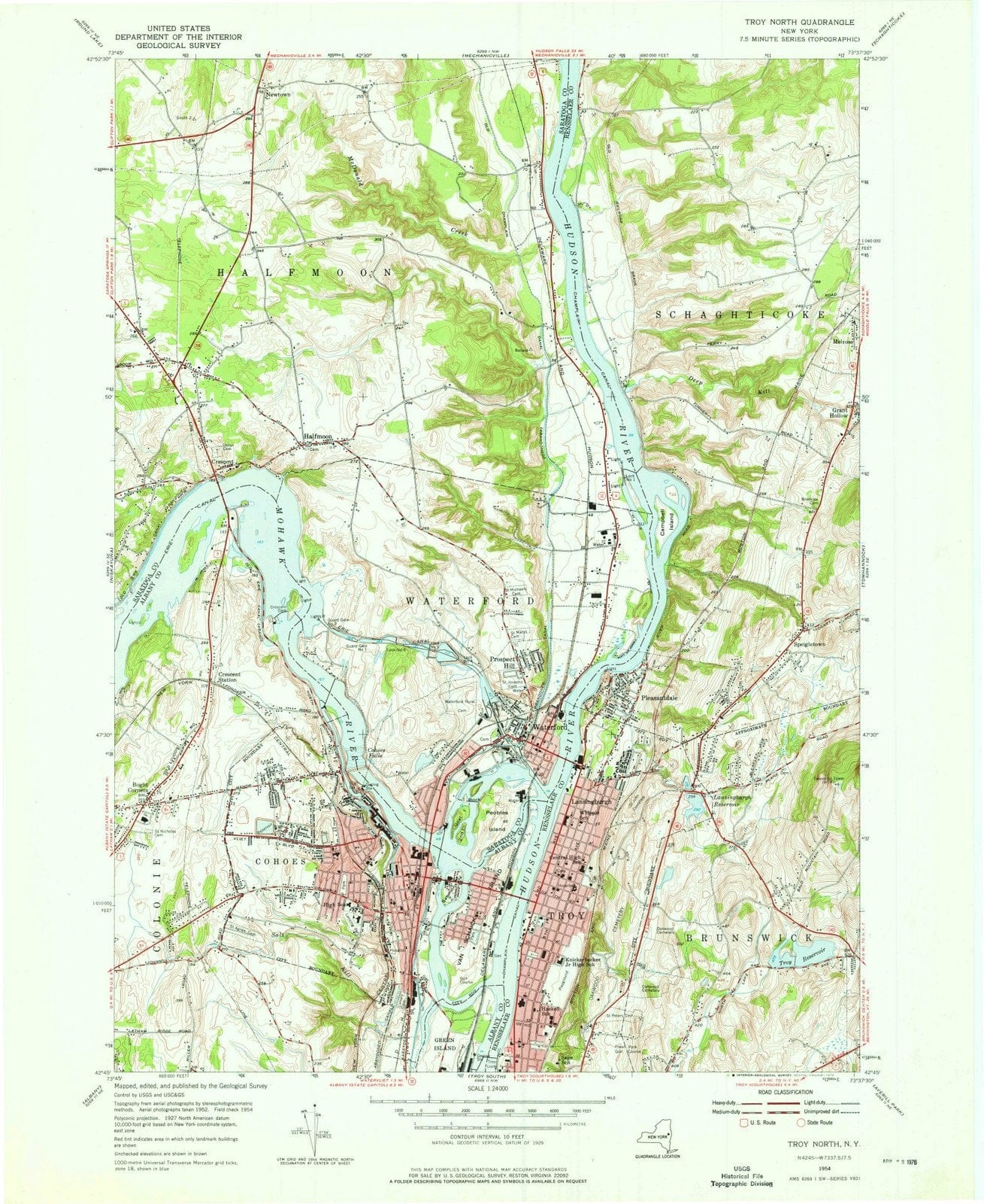 1954 Troy North, NY - New York - USGS Topographic Map