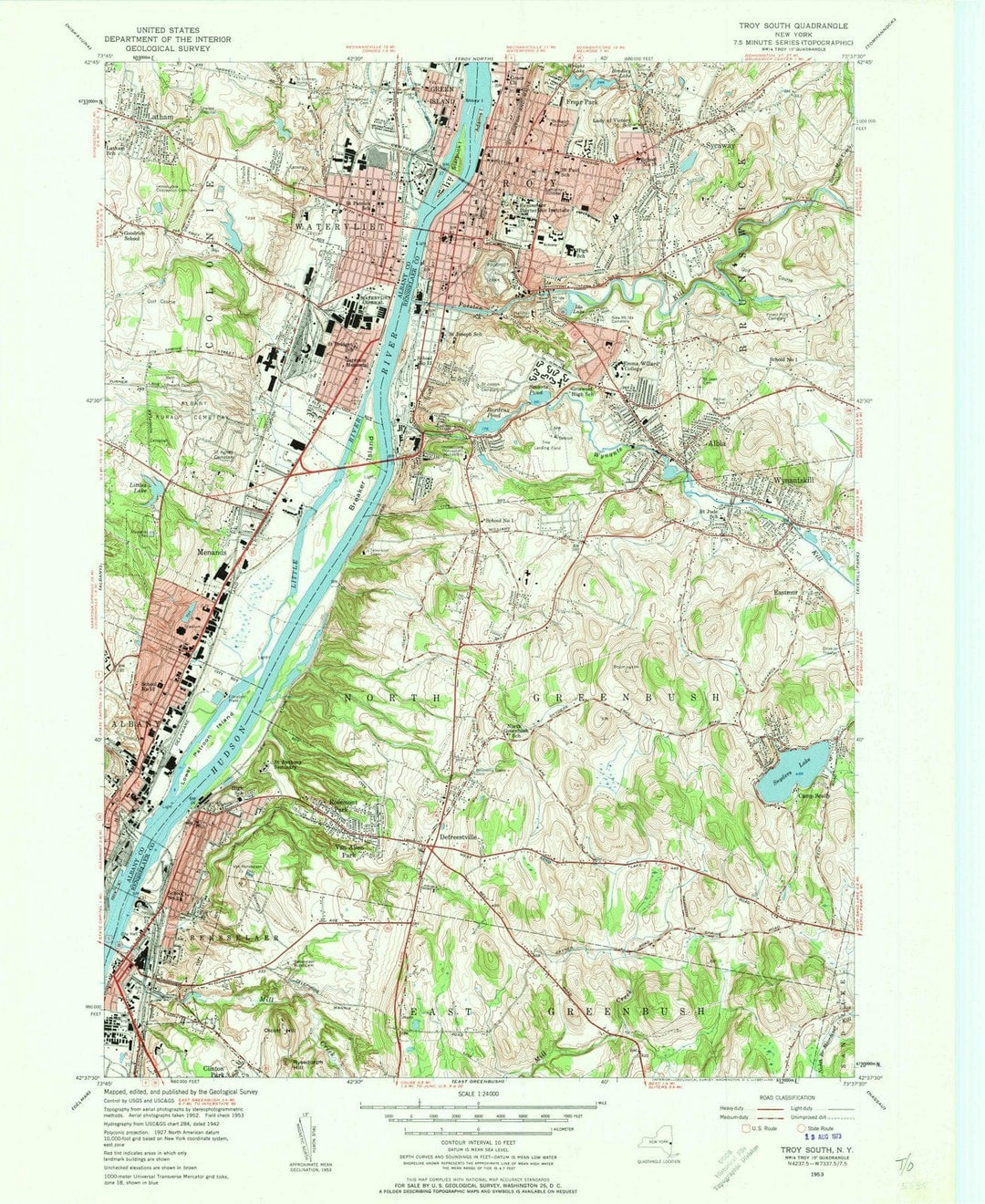 1953 Troy South, NY - New York - USGS Topographic Map