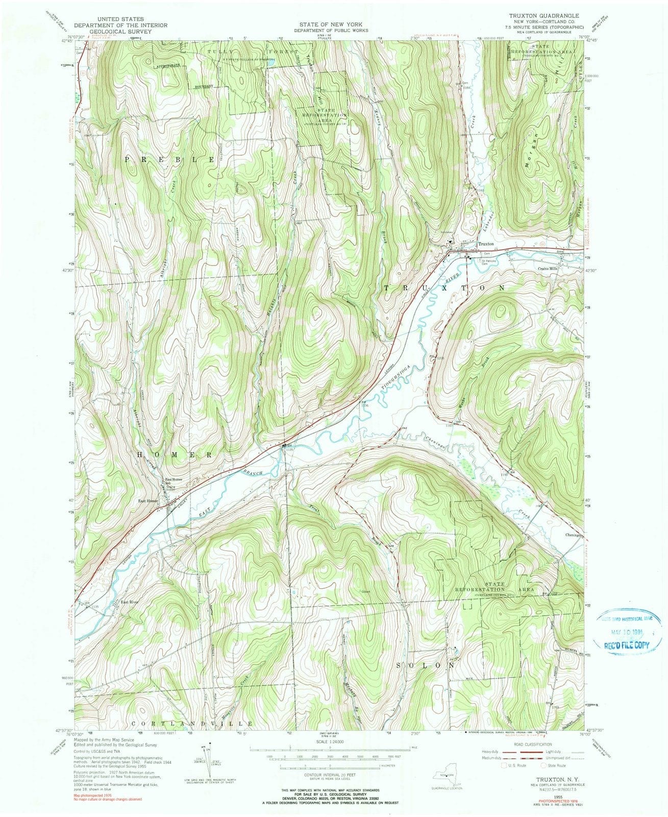 1955 Truxton, NY - New York - USGS Topographic Map
