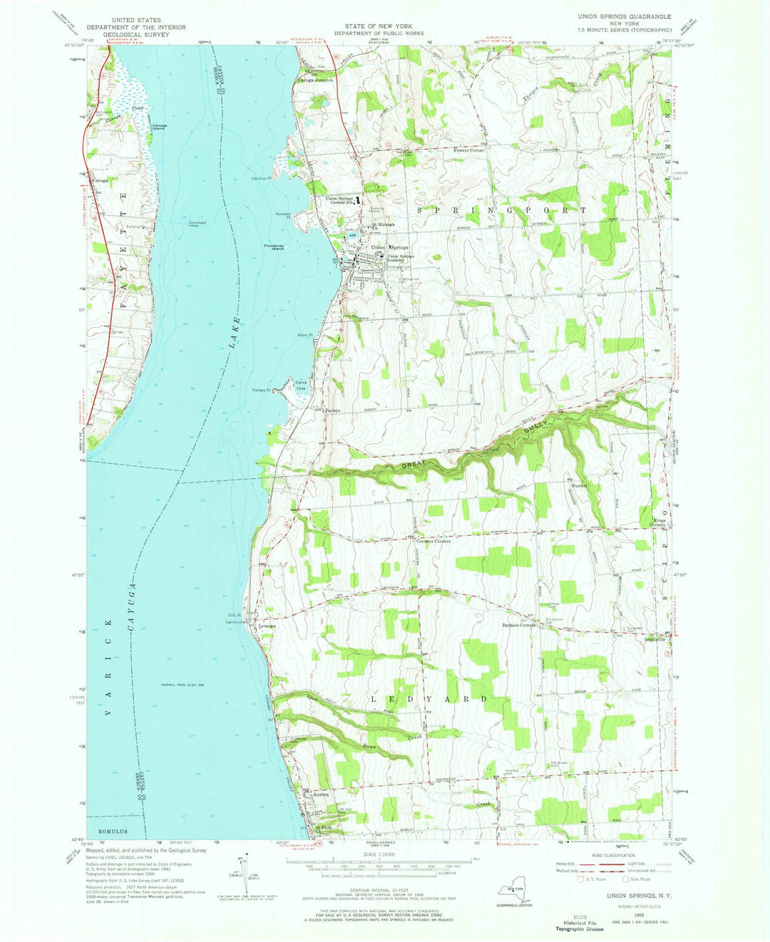 1955 Union Springs, NY - New York - USGS Topographic Map