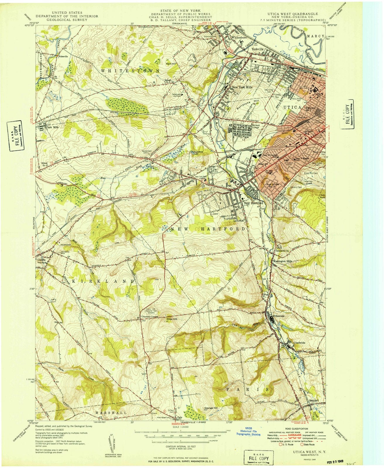 1949 Utica West, NY - New York - USGS Topographic Map