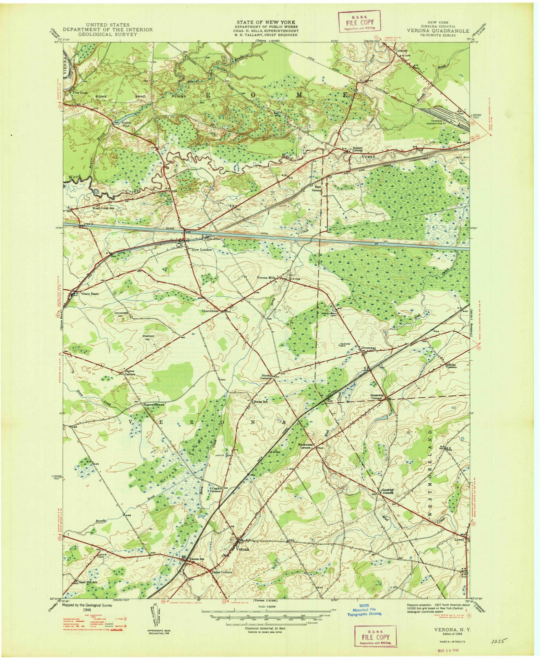1948 Verona, NY - New York - USGS Topographic Map