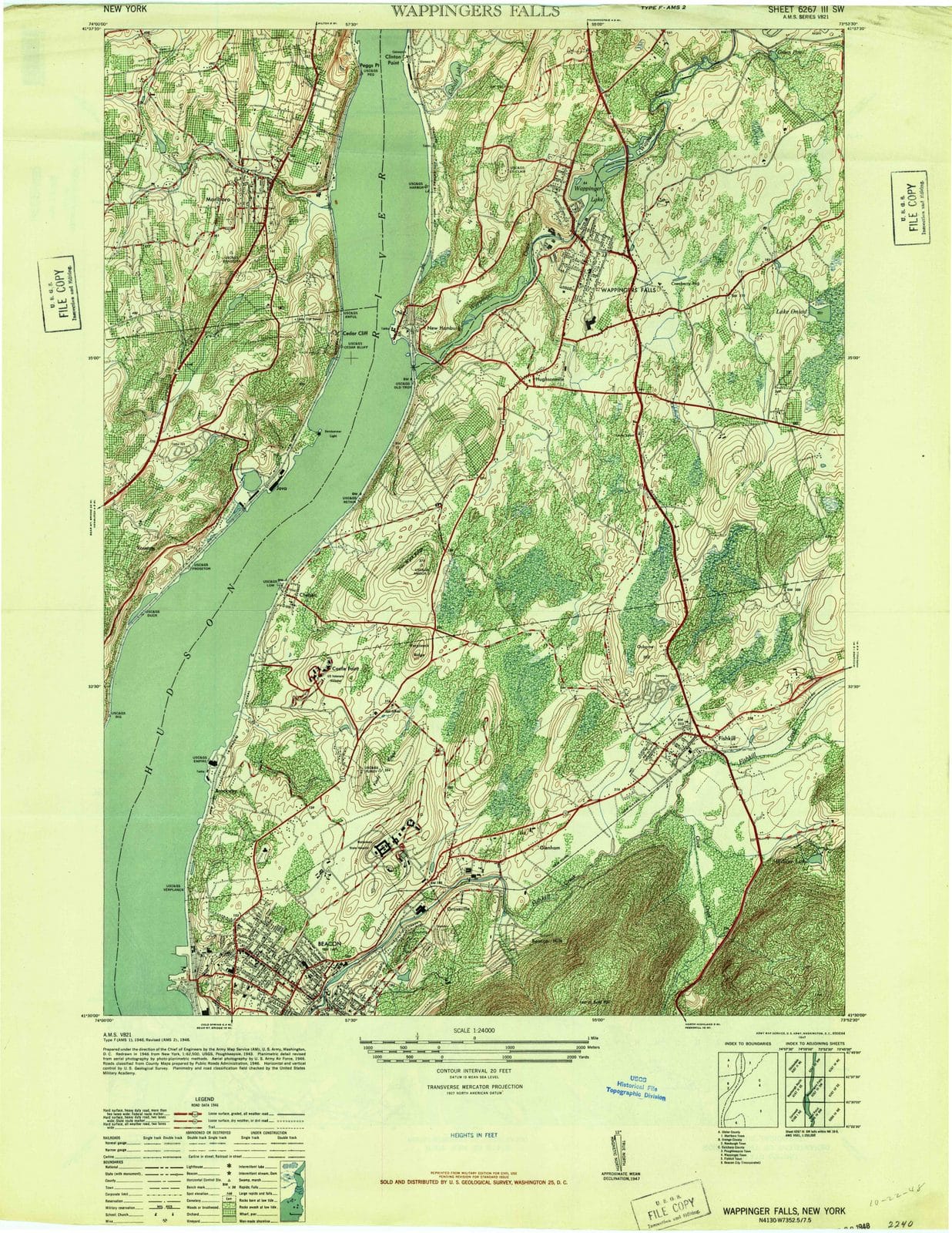 1947 Wappinger Falls, NY - New York - USGS Topographic Map