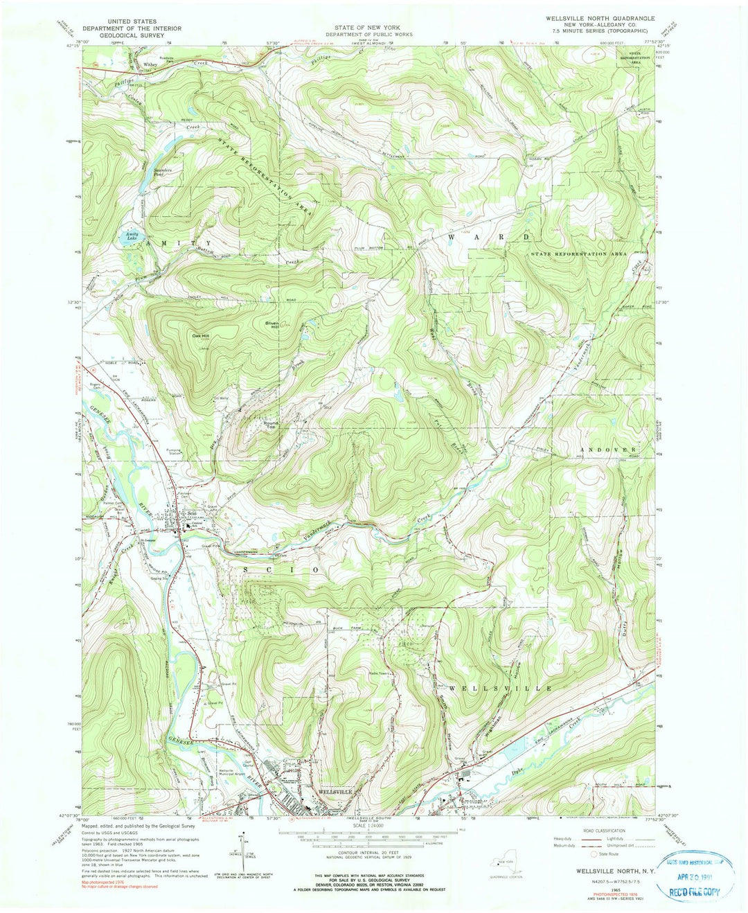 1965 Wellsville North, NY - New York - USGS Topographic Map