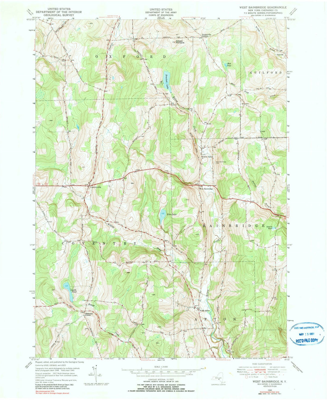 1949 West Bainbridge, NY - New York - USGS Topographic Map