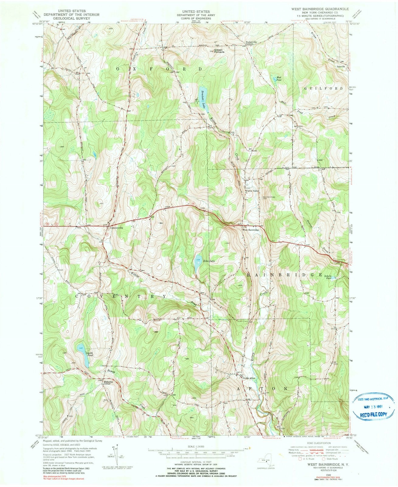 1949 West Bainbridge, NY - New York - USGS Topographic Map