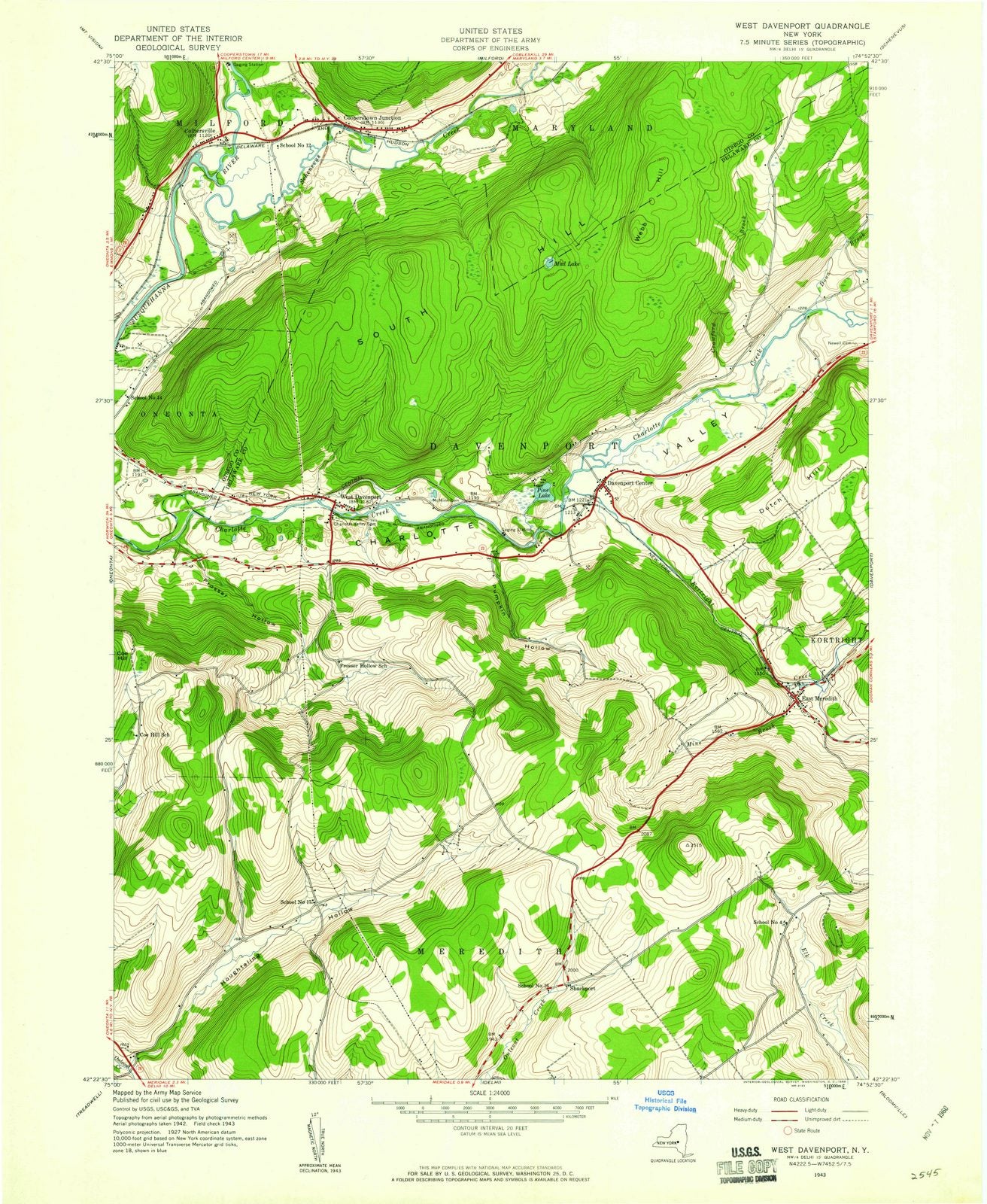 1943 Westavenport, NY - New York - USGS Topographic Map