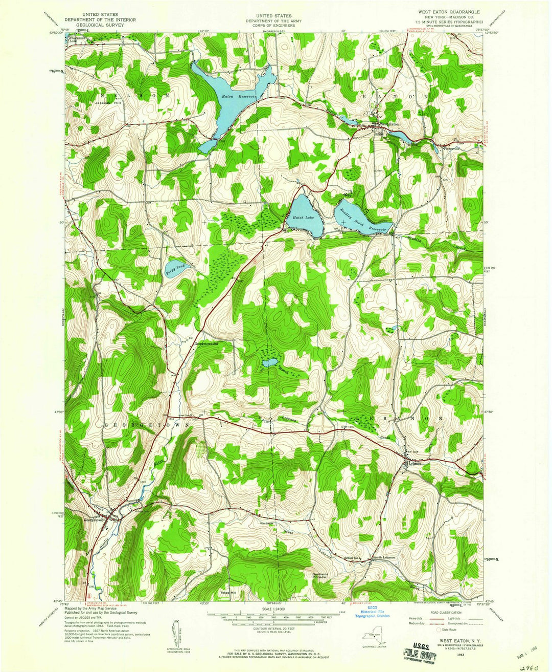 1943 West Eaton, NY - New York - USGS Topographic Map