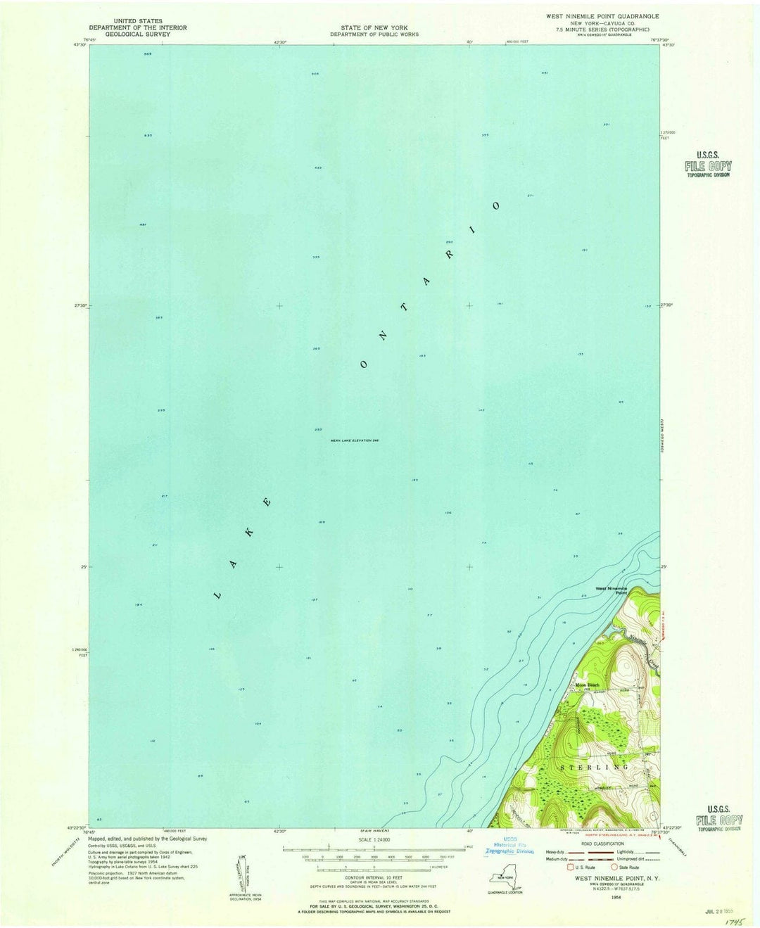 1954 West Ninemile Point, NY - New York - USGS Topographic Map