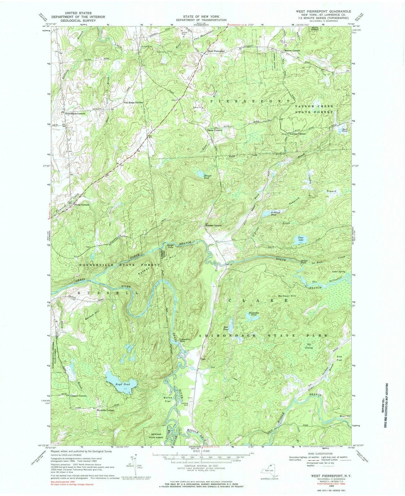 1969 West Pierrepont, NY - New York - USGS Topographic Map