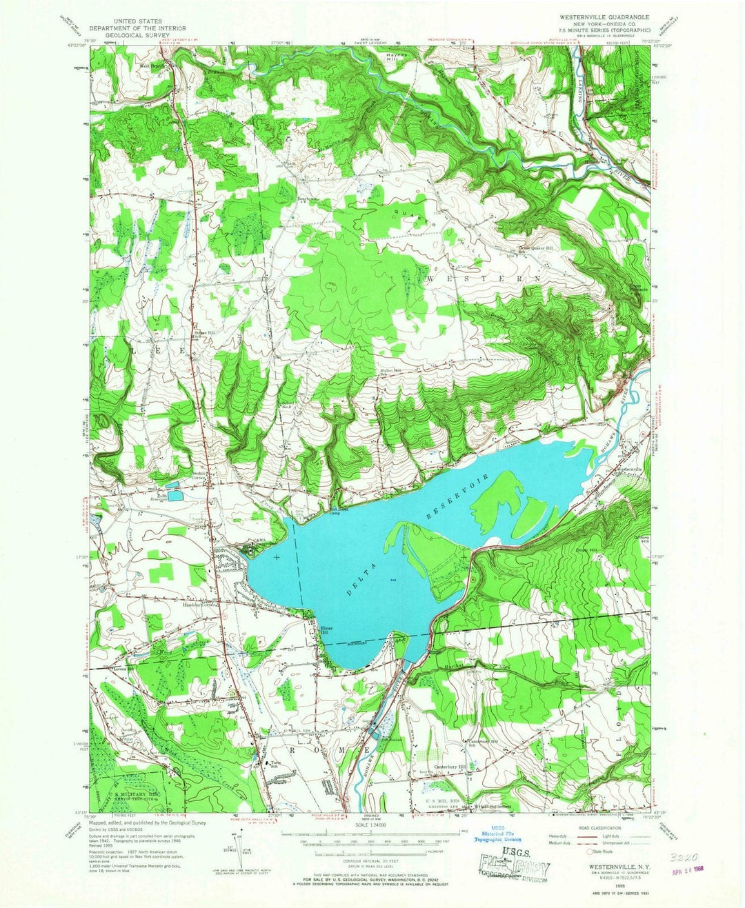 1955 Westernville, NY - New York - USGS Topographic Map