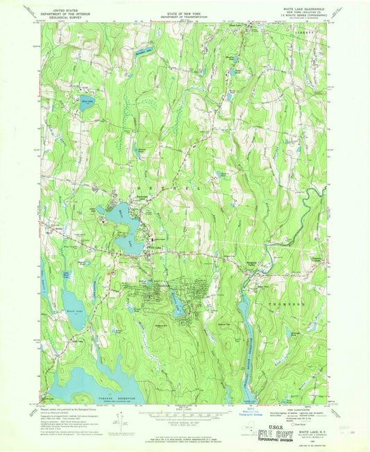1967 White Lake, NY - New York - USGS Topographic Map