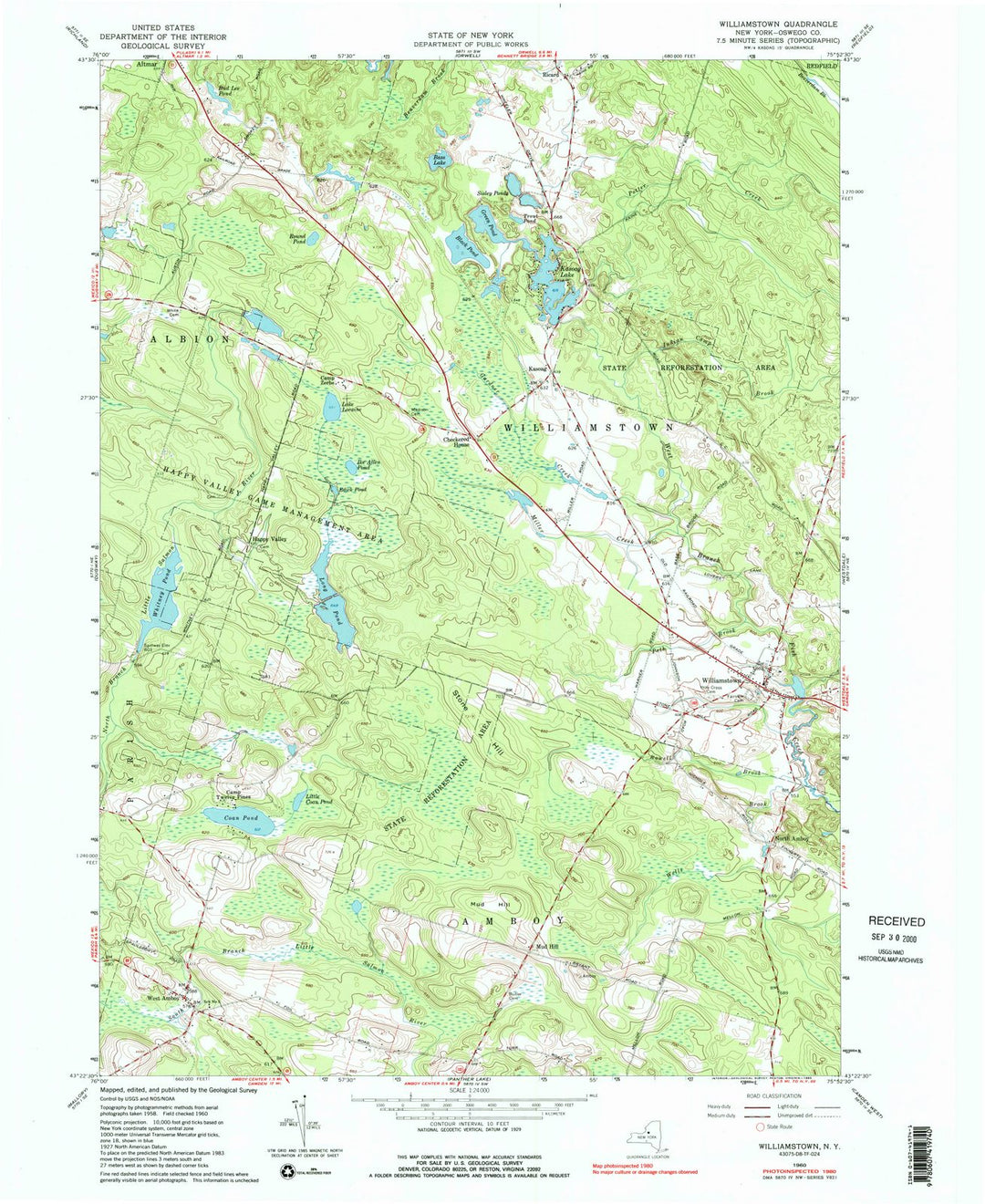 1960 Williamstown, NY - New York - USGS Topographic Map