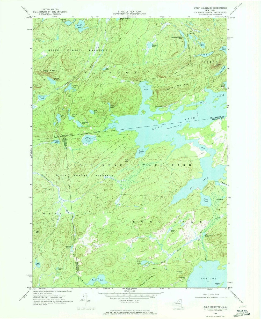 1968 Wolf Mountain, NY - New York - USGS Topographic Map