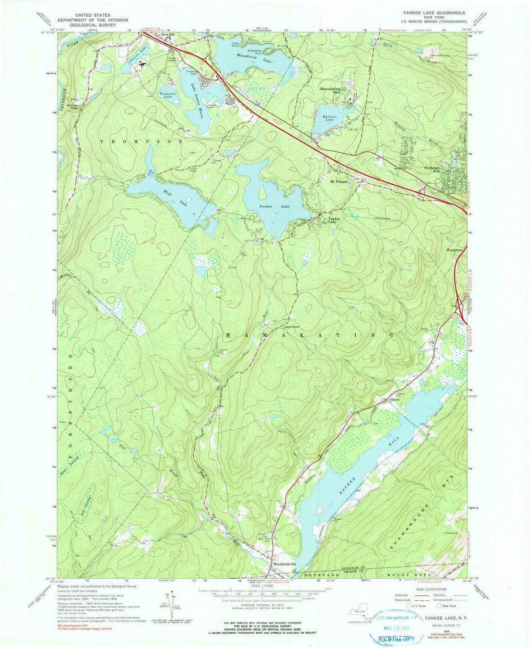 1966 Yankee Lake, NY - New York - USGS Topographic Map