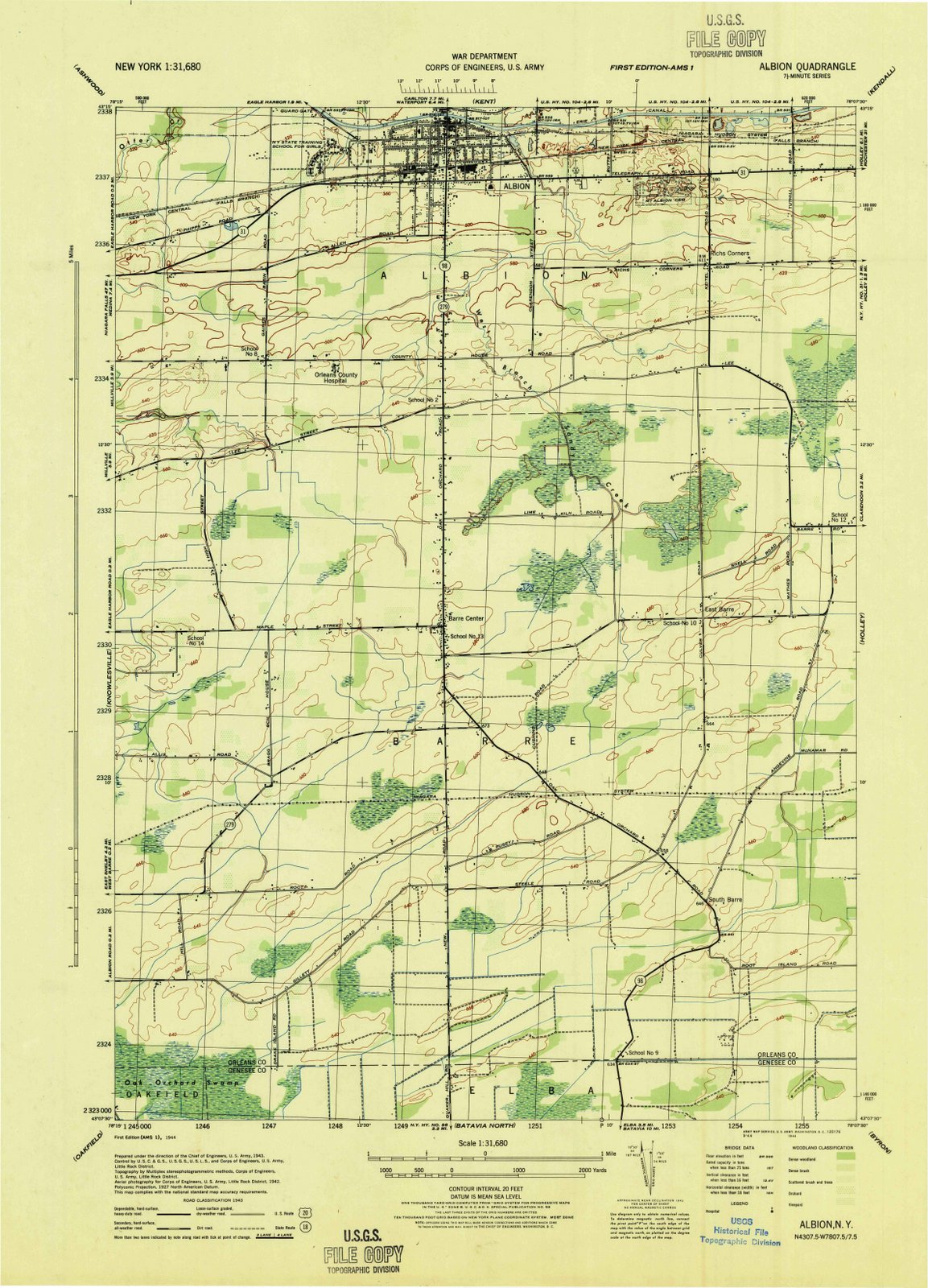 1944 Albion, NY - New York - USGS Topographic Map