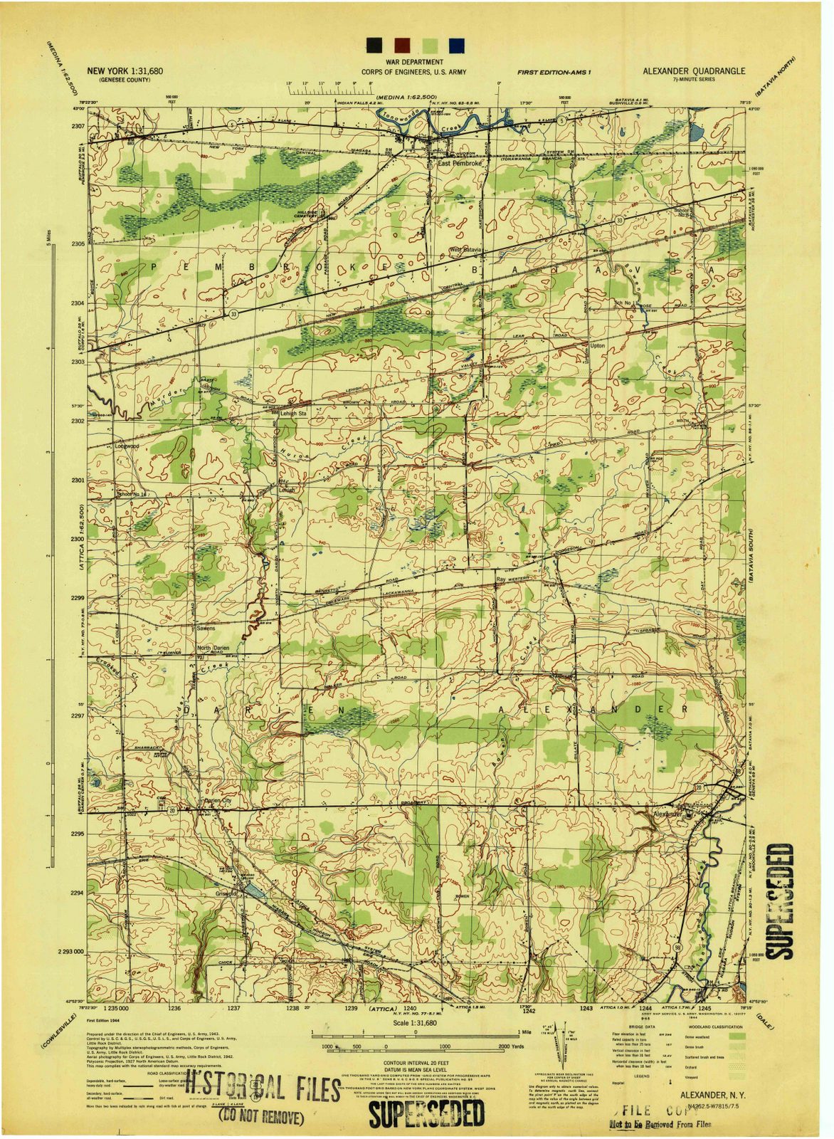1944 Alexander, NY - New York - USGS Topographic Map
