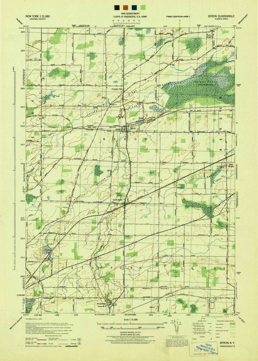 1944 Byron, NY - New York - USGS Topographic Map