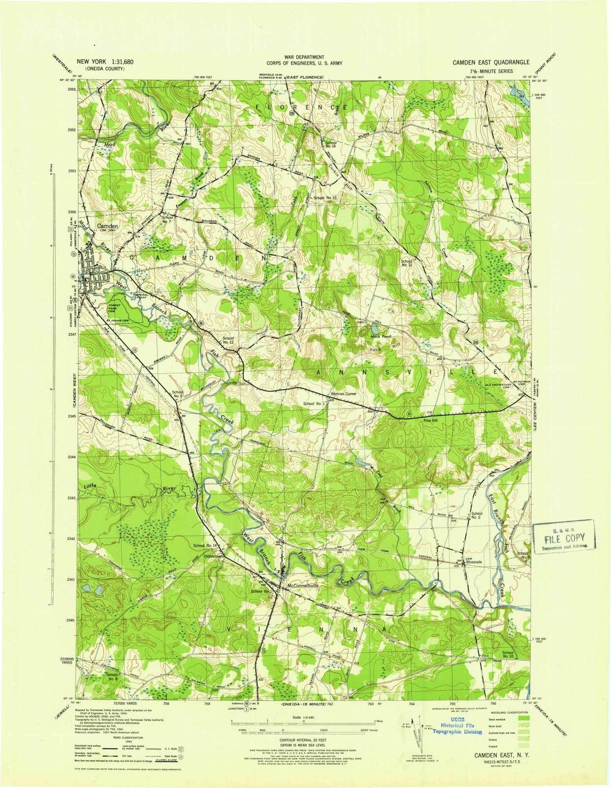 1943 Camden East, NY - New York - USGS Topographic Map