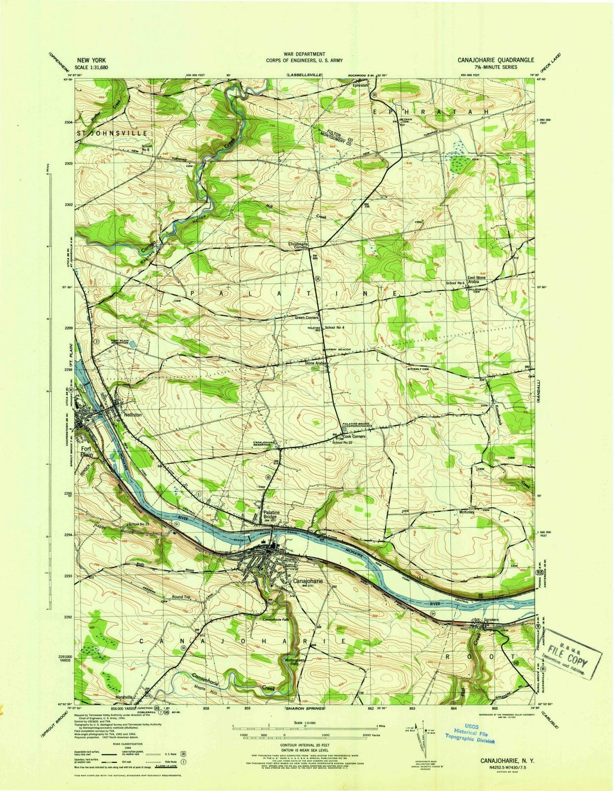 1946 Canajoharie, NY - New York - USGS Topographic Map