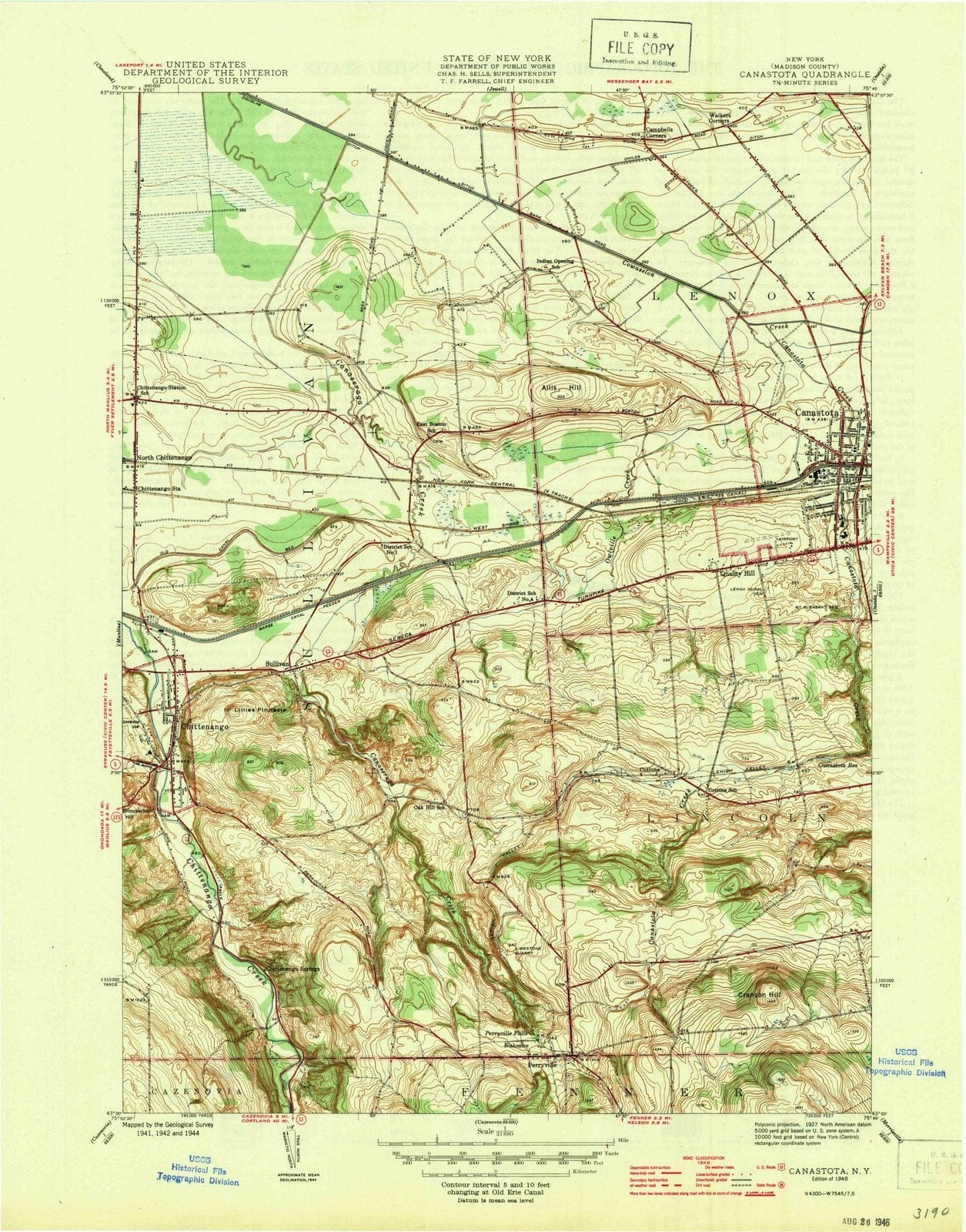 1946 Canastota, NY - New York - USGS Topographic Map