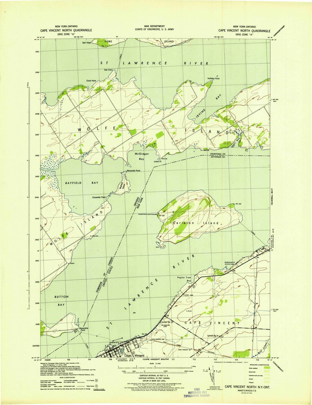 1942 Cape Vincent North, NY - New York - USGS Topographic Map