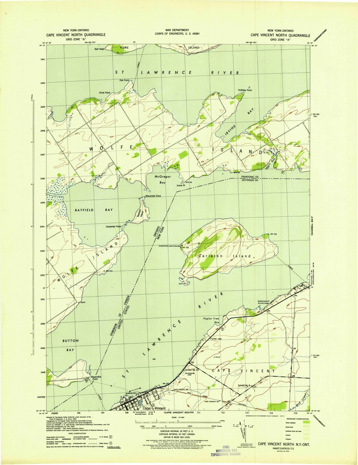1942 Cape Vincent North, NY - New York - USGS Topographic Map