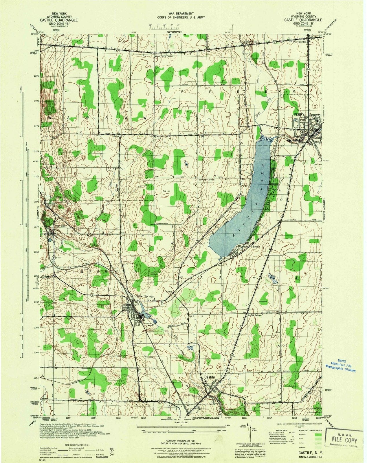 1944 Castile, NY - New York - USGS Topographic Map
