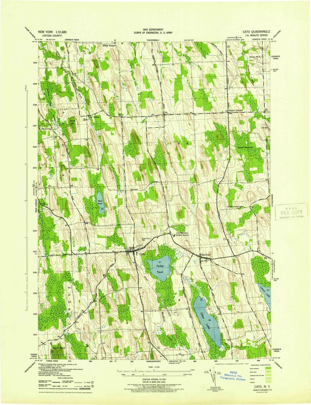 1943 Cato, NY - New York - USGS Topographic Map