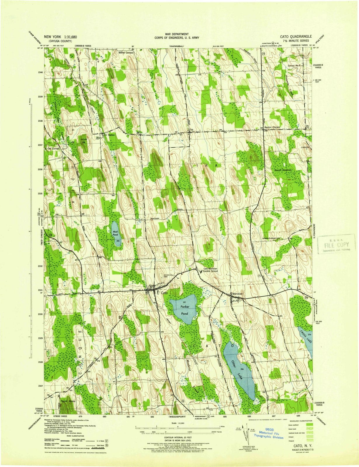 1943 Cato, NY - New York - USGS Topographic Map