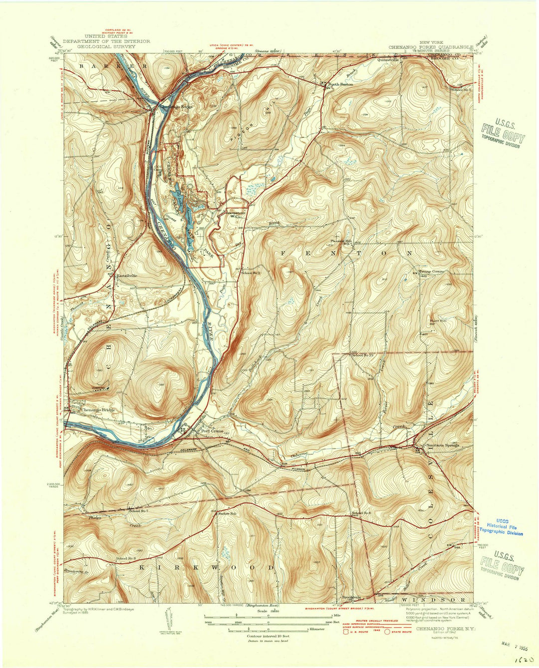 1942 Chenango, NY - New York - USGS Topographic Map