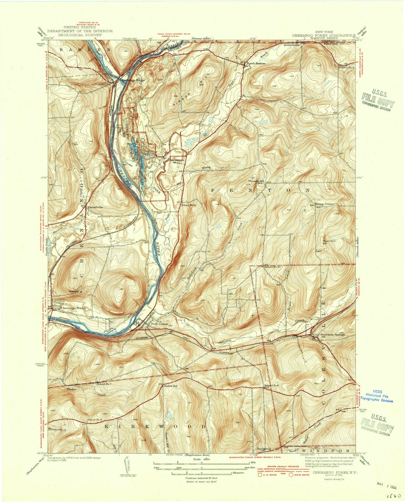 1942 Chenango, NY - New York - USGS Topographic Map