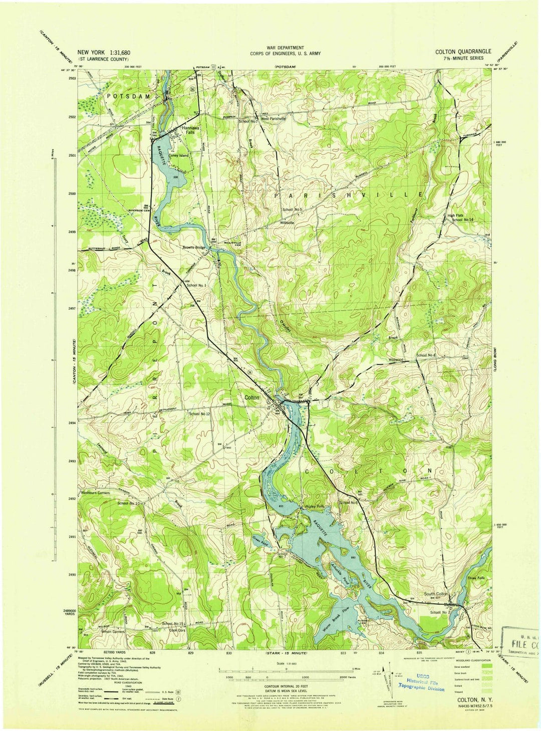 1943 Colton, NY - New York - USGS Topographic Map v2