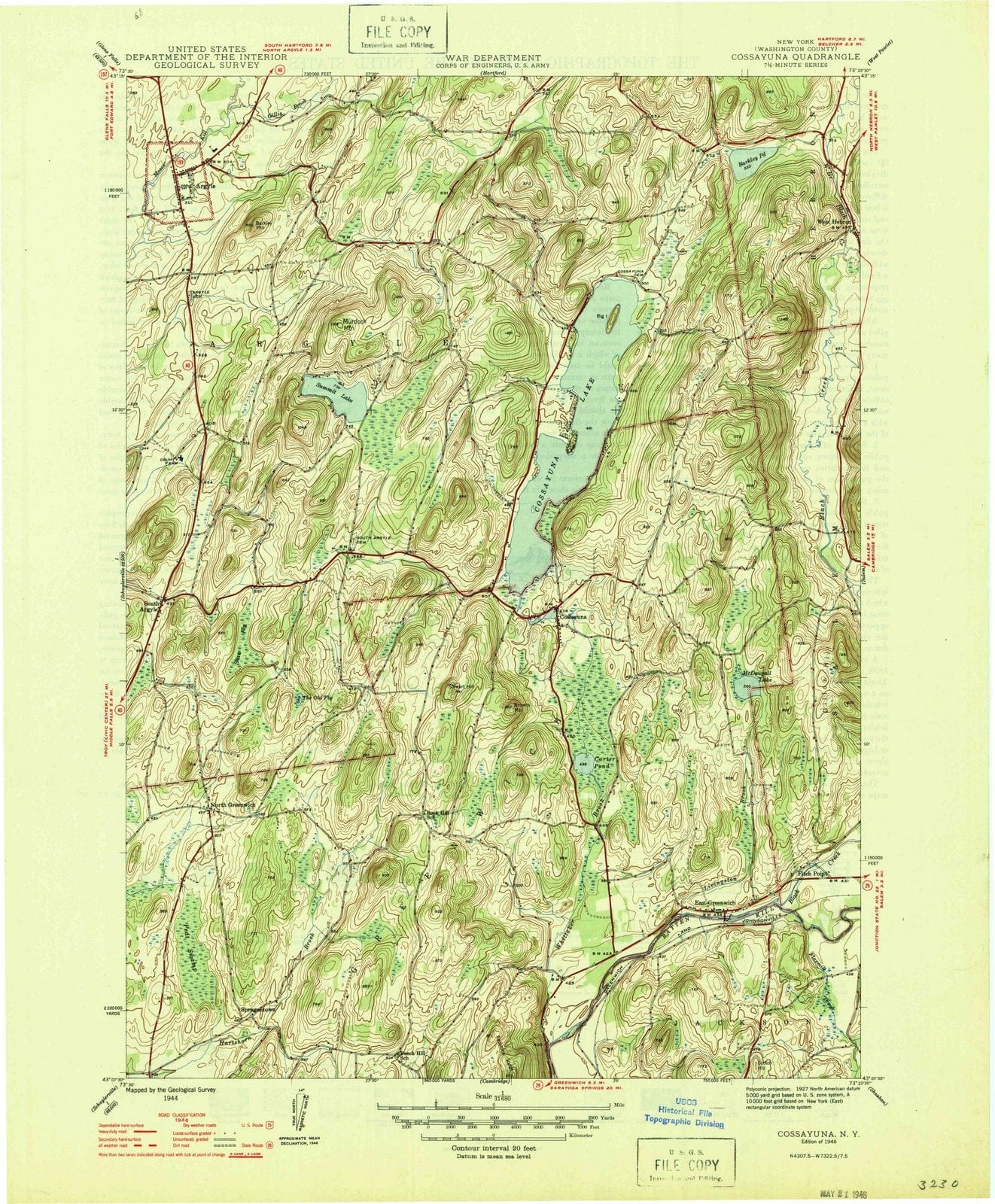 1946 Cossayuna, NY - New York - USGS Topographic Map