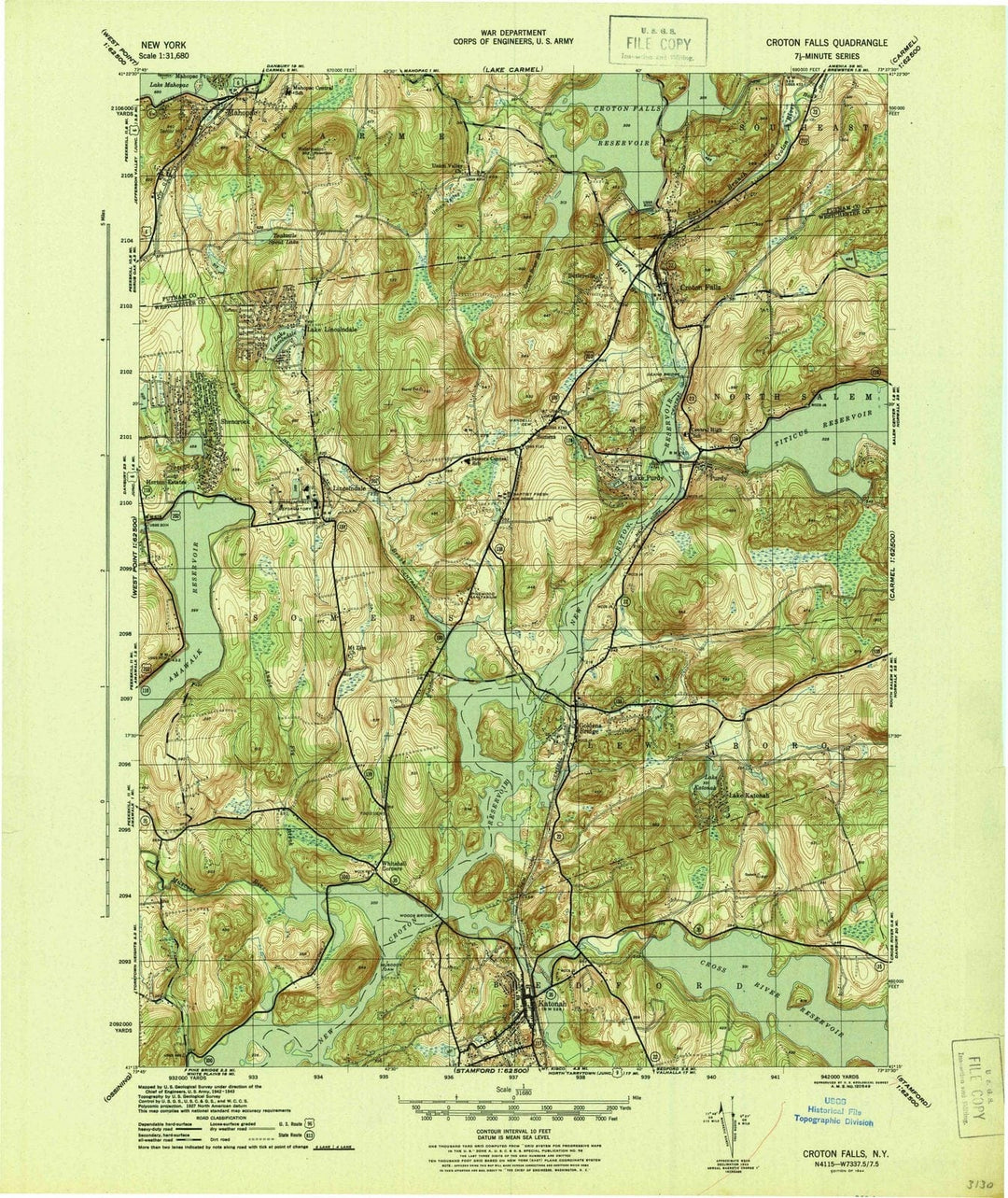 1944 Croton Falls, NY - New York - USGS Topographic Map v2