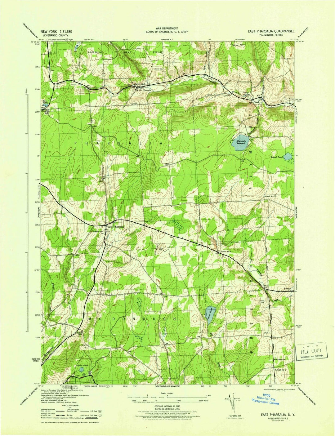 1944 East Pharsalia, NY - New York - USGS Topographic Map