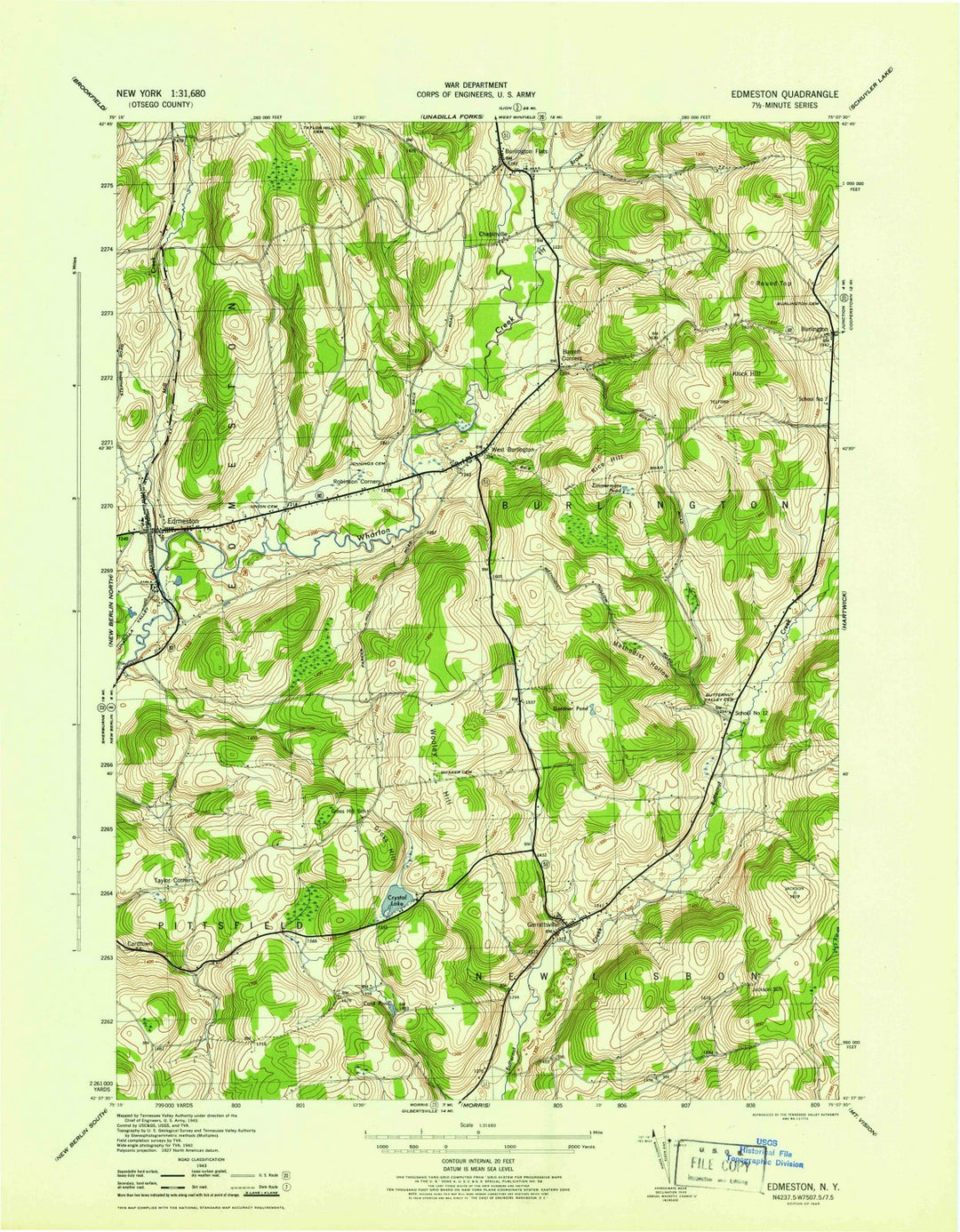 1945 Edmeston, NY - New York - USGS Topographic Map