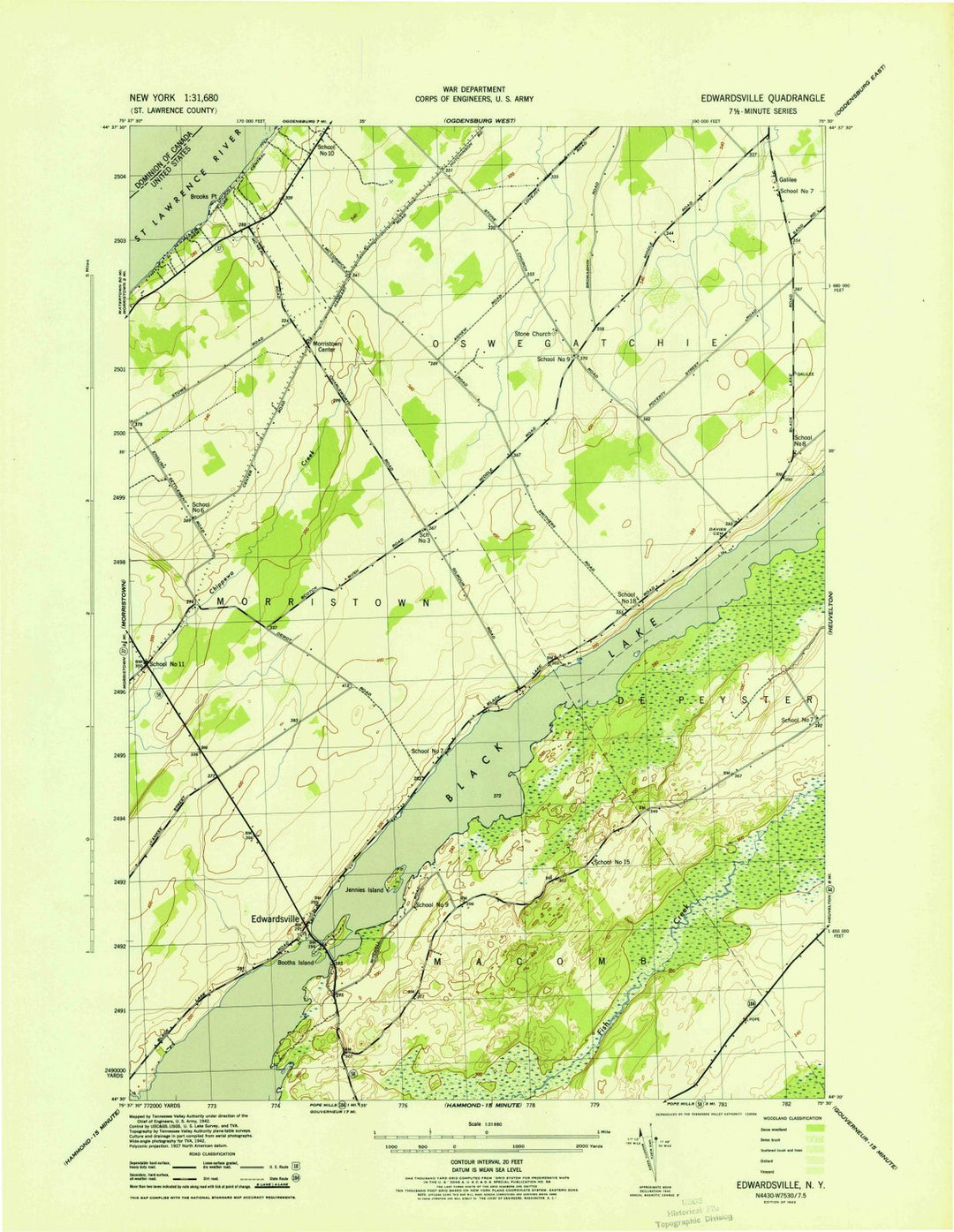 1943 Edwardsville, NY - New York - USGS Topographic Map