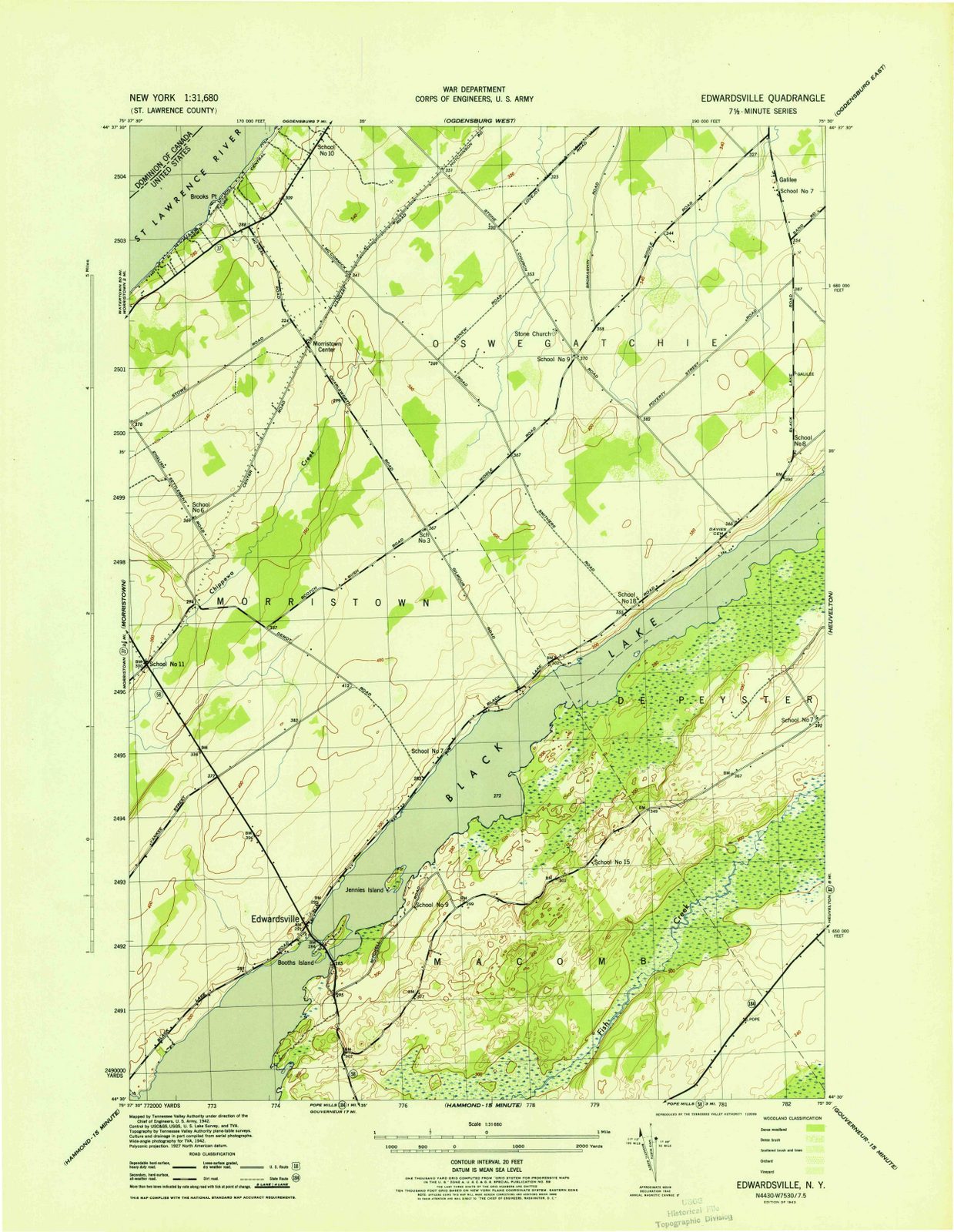 1943 Edwardsville, NY - New York - USGS Topographic Map
