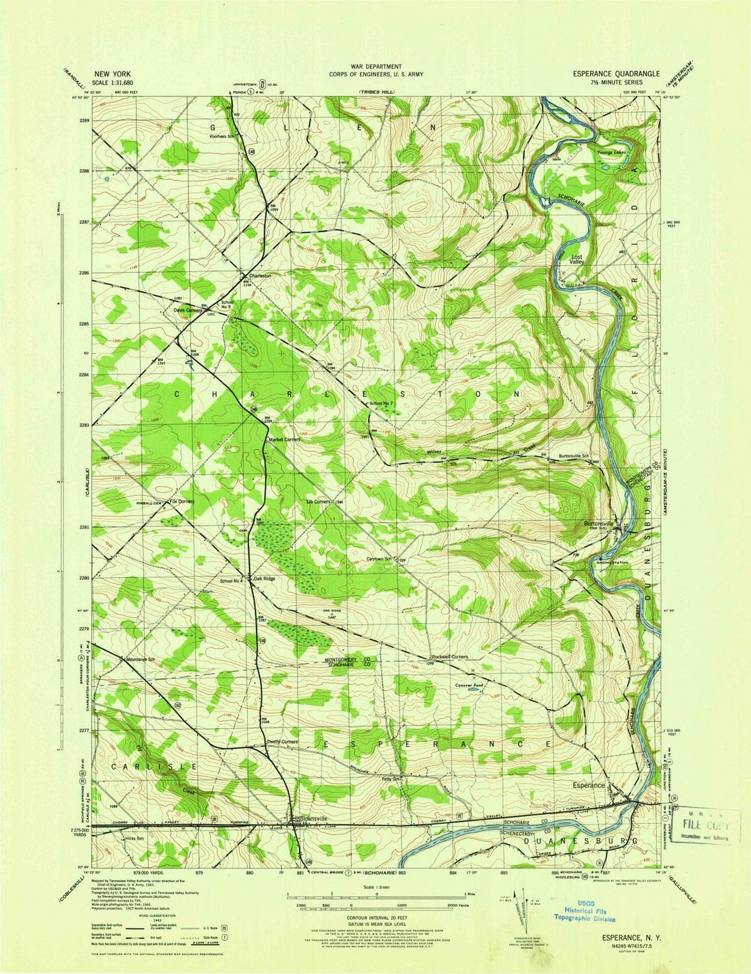 1946 Esperance, NY - New York - USGS Topographic Map