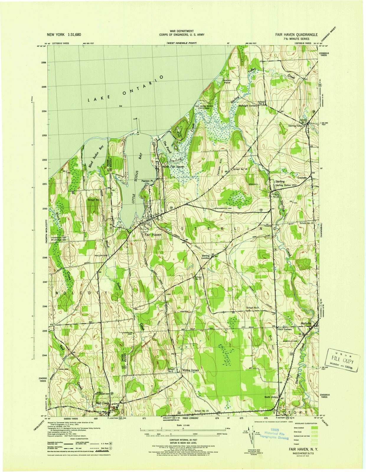 1943 Fair Haven, NY - New York - USGS Topographic Map