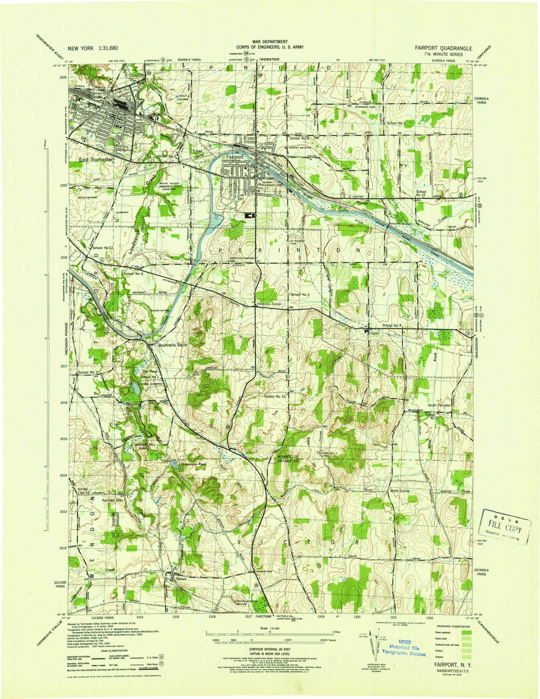 1943 Fairport, NY - New York - USGS Topographic Map