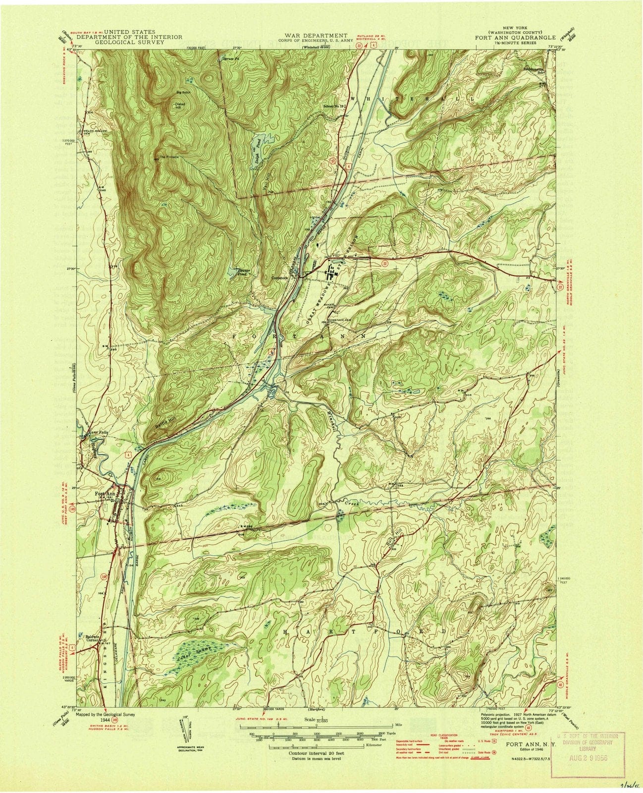 1946 Fort Ann, NY - New York - USGS Topographic Map