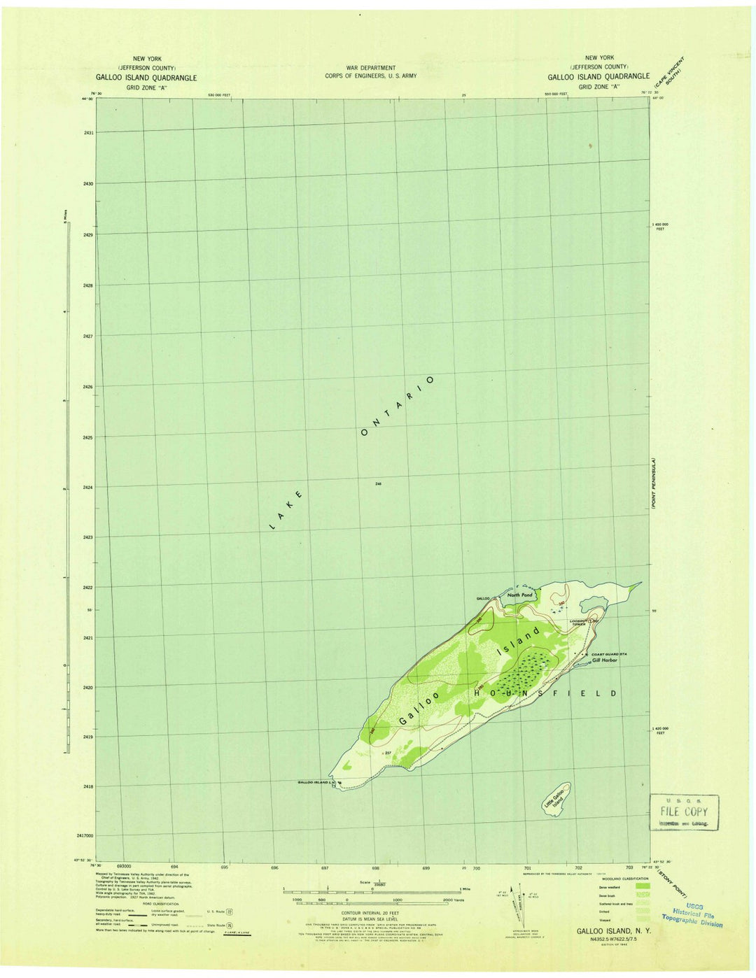 1942 Galloo Island, NY - New York - USGS Topographic Map
