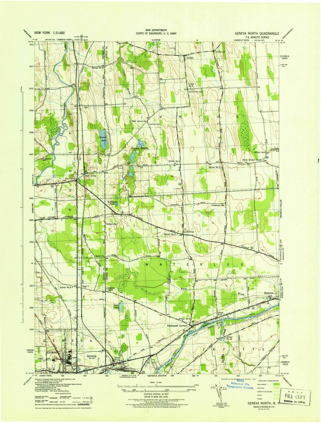 1943 Geneva, NY - New York - USGS Topographic Map