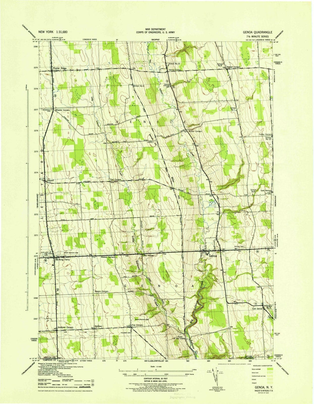 1943 Genoa, NY - New York - USGS Topographic Map