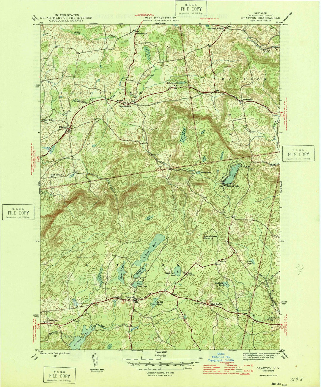 1946 Grafton, NY - New York - USGS Topographic Map